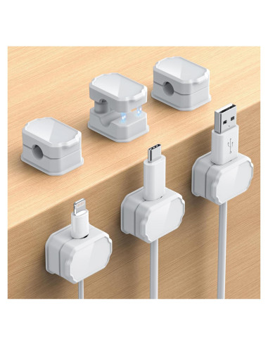 6 Clips de Cable Elástico KMOUANTS - Organizador de Escritorio