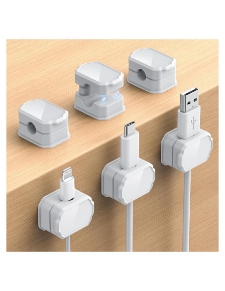 6 Clips de Cable Elástico KMOUANTS - Organizador de Escritorio