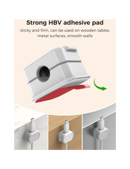 6 Clips de Cable Elástico KMOUANTS - Organizador de Escritorio