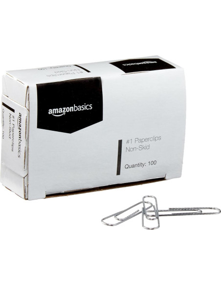 Clips de Papel Antideslizantes Amazon Basics No. 1 - 1000 Unidades Clips de Papel Antideslizantes Amazon Basics No. 1 - 1000 Unidades
