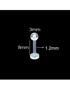 30 Aretes Retenedores Transparentes Acrílico 16g 8mm UPSTORE 2