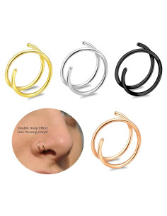 Anillo de Nariz Doble Espiral 20G 8mm Acero Inoxidable 4pcs