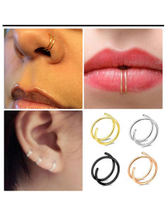 Anillo de Nariz Doble Espiral 20G 8mm Acero Inoxidable 4pcs 2