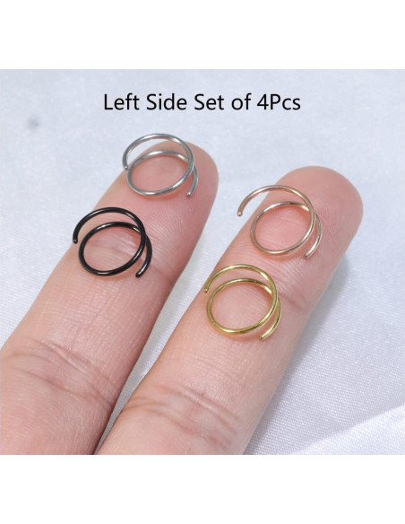 Anillo de Nariz Doble Espiral 20G 8mm Acero Inoxidable 4pcs