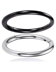 Aro Doble para Nariz 16G Acero Quirúrgico 8mm Plata Negra