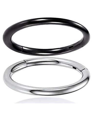 Aro Doble para Nariz 16G Acero Quirúrgico 8mm Plata Negra