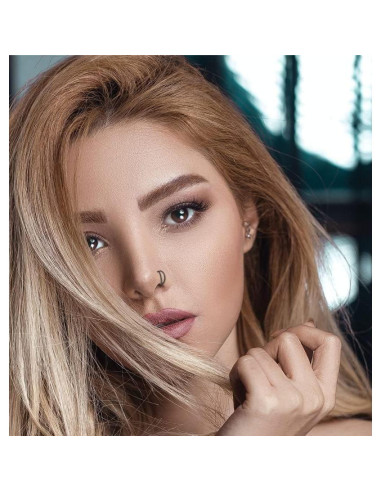 Aro Doble para Nariz 16G Acero Quirúrgico 8mm Plata Negra