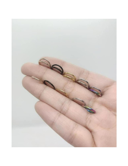 Aro Doble para Nariz 16G Acero Quirúrgico 8mm Plata Negra