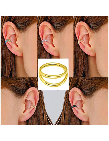 Aro Doble para Nariz 16G Acero Quirúrgico 8mm Plata Negra