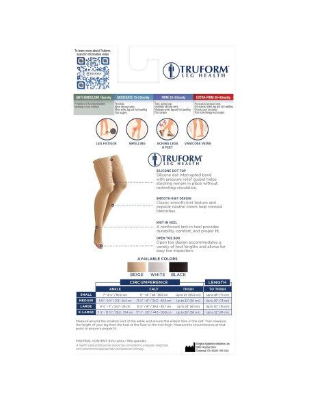 Medias Antiembolia Truform 0810, Compresión 18 mmHg, Unisex, Grande