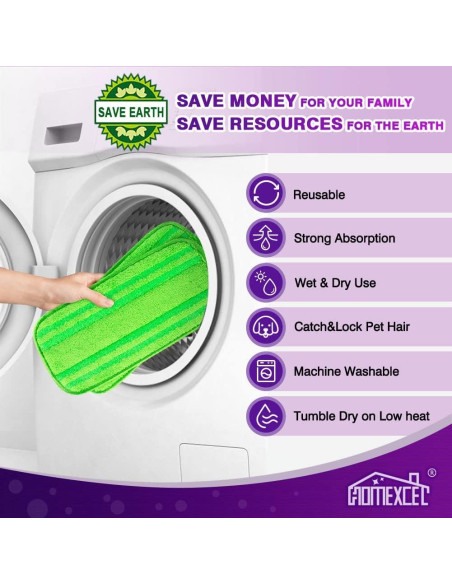 Almohadillas de Microfibra HOMEXCEL para Mopas Swiffer 4 Pzas