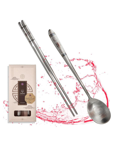 Juego de Cuchara y Palillos BALWOO Rojo Acero Inoxidable 304