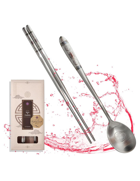 Juego de Cuchara y Palillos BALWOO Rojo Acero Inoxidable 304