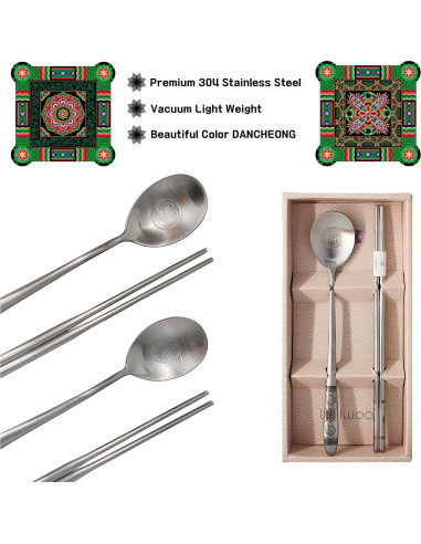 Juego de Cuchara y Palillos BALWOO Rojo Acero Inoxidable 304