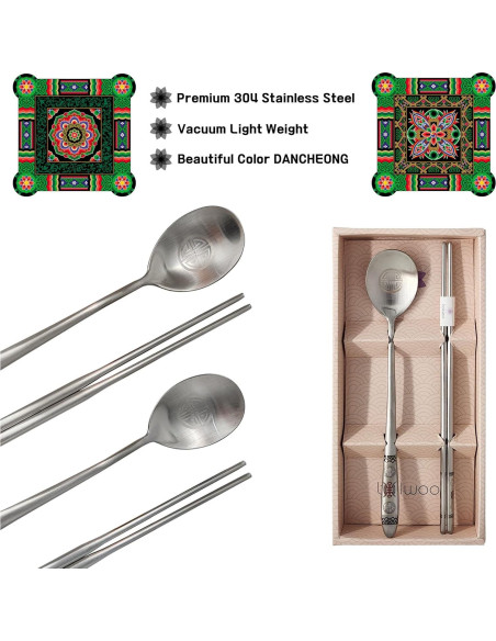 Juego de Cuchara y Palillos BALWOO Rojo Acero Inoxidable 304