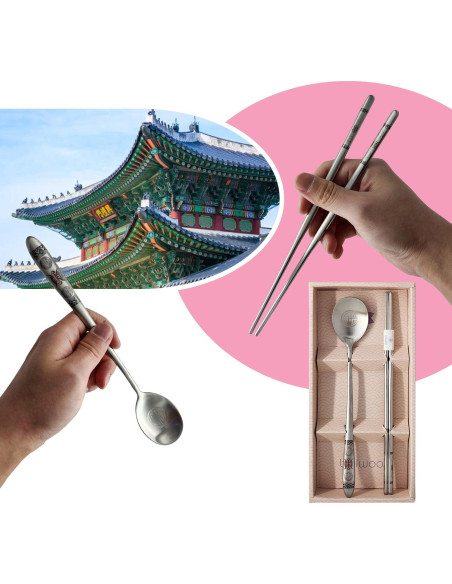 Juego de Cuchara y Palillos BALWOO Rojo Acero Inoxidable 304