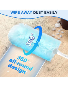 10 Recargas Plumero Desechables Wlich 360 Microfibra Azul 2