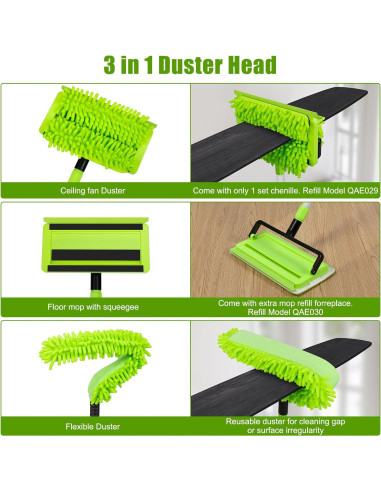 Limpiador de Ventiladores de Techo Qaestfy 190.5 cm Flexible 2 en 1