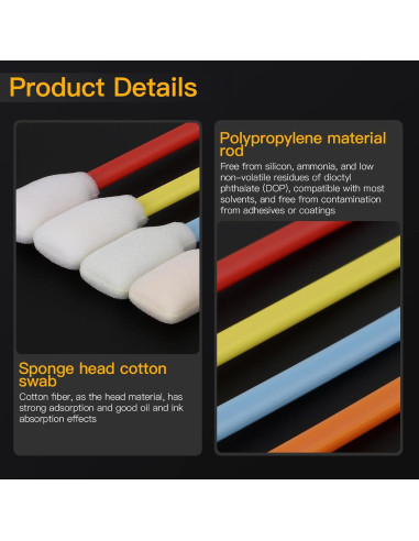 50 Bastones de Limpieza de Espuma Sin Pelusa CongGongGo