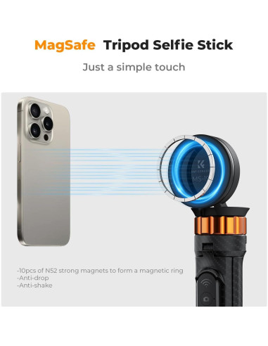 Trípode Selfie Magnético K&F Concept 63'' para iPhone