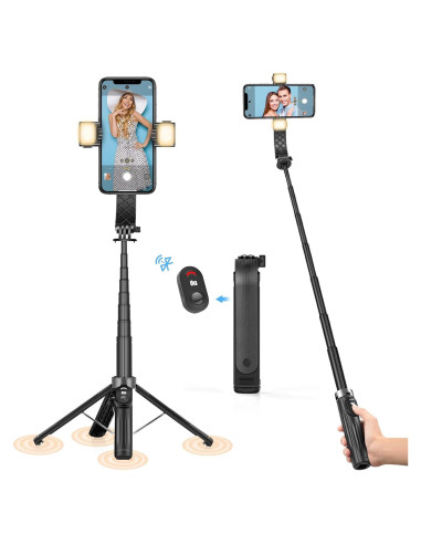 Trípode de Selfie UTEBIT 100 cm con Control Remoto y Luz