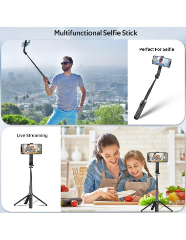 Trípode de Selfie UTEBIT 100 cm con Control Remoto y Luz