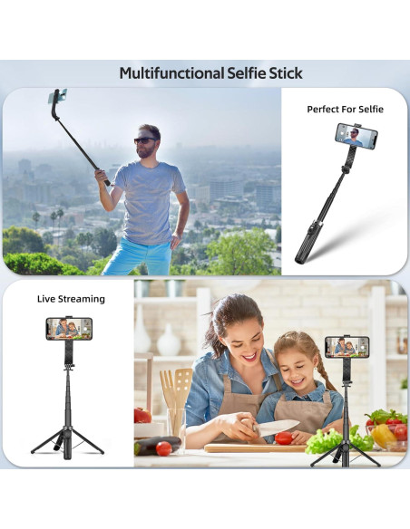 Trípode de Selfie UTEBIT 100 cm con Control Remoto y Luz