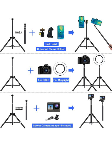 Trípode para Selfie PBOSE Extensible 157 cm con Control Remoto