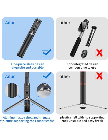 Bastón de Selfie Trípode Ailun Aluminio 3 en 1 Bluetooth 360 Bastón de Selfie Trípode Ailun Aluminio 3 en 1 Bluetooth 360