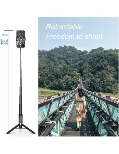 Bastón de Selfie Trípode Ailun Aluminio 3 en 1 Bluetooth 360