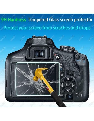 Protector de Pantalla Cristal Templado 9H para Canon EOS Rebel T7 T6 T5