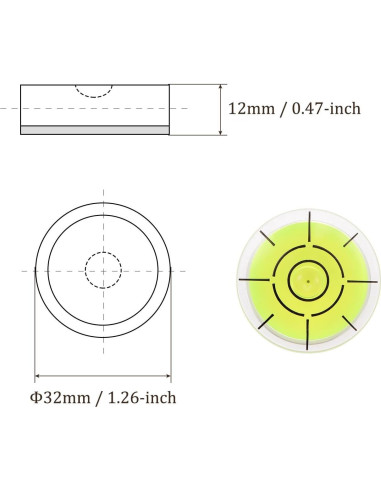 5 Niveles de Burbuja Redondos 32mm Kozelo - Herramientas de Nivelación