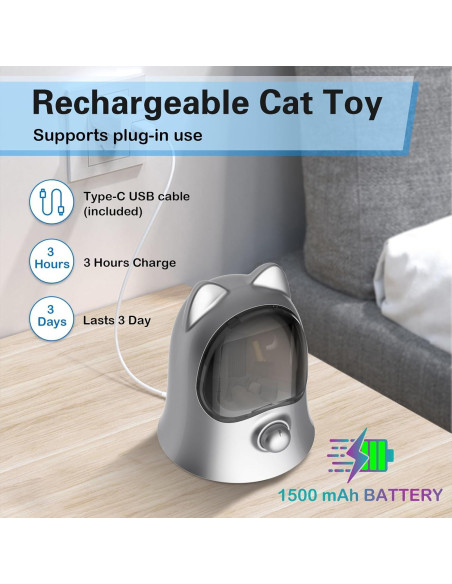 Juguete de láser para gatos Muhhiba, automático y recargable Juguete de láser para gatos Muhhiba, automático y recargable