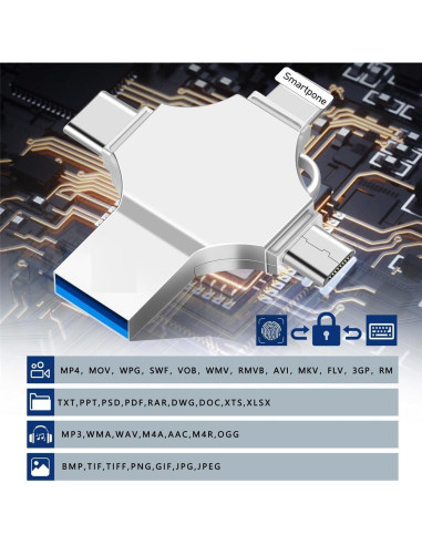 USB Flash Drive 64GB Genérico 4 en 1 Alta Velocidad