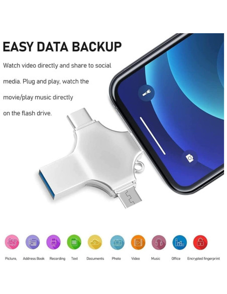 USB Flash Drive 64GB Genérico 4 en 1 Alta Velocidad
