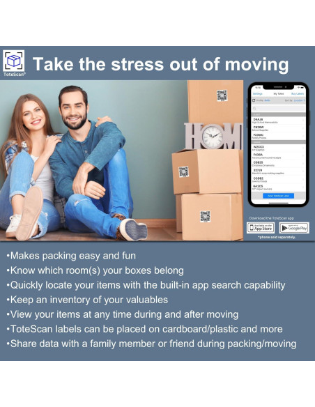 Etiquetas QR Inteligentes ToteScan 45 Unidades 6.35x7.62cm