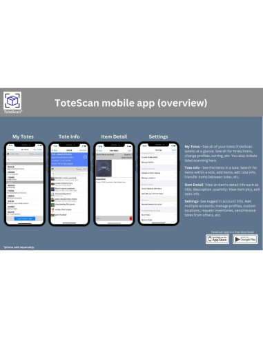 Etiquetas QR Inteligentes ToteScan 45 Unidades 6.35x7.62cm