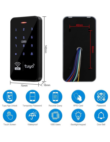Teclado de Control de Acceso WiFi Tuya RFID Impermeable IP68