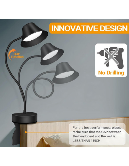 Luz de Lectura TonyEst para Cabecero, 3 Temperaturas, 5 Brillos Luz de Lectura TonyEst para Cabecero, 3 Temperaturas, 5 Brillos