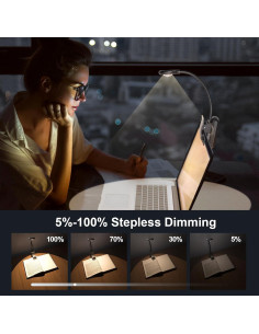 Luz de Libro Recargable KuflooQ con 5 Temperaturas y Clip Antideslizante 2