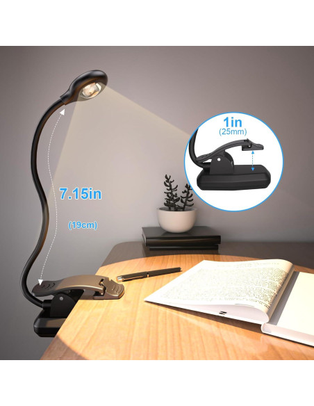 Luz de Libro Recargable KuflooQ con 5 Temperaturas y Clip Antideslizante Luz de Libro Recargable KuflooQ con 5 Temperaturas y Clip Antideslizante