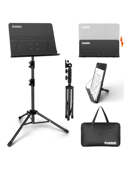 Atril de Música Plegable GrowDaily Ajustable 73-137 cm Negro