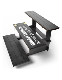Soporte Escalonado de Madera Negro 3 Niveles DS THE DISPLAY STORE