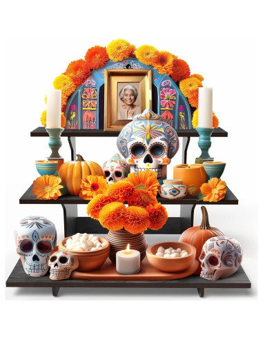 Soporte Escalonado de Madera Negro 3 Niveles DS THE DISPLAY STORE