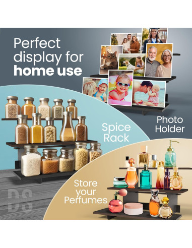 Soporte Escalonado de Madera Negro 3 Niveles DS THE DISPLAY STORE