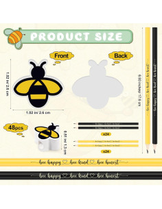 PerKoop 48 Lápices de Abeja con Borradores Inspiradores 2