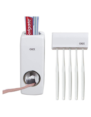 Dispensador de Pasta de Dientes Houvillage Blanco con 5 Soportes