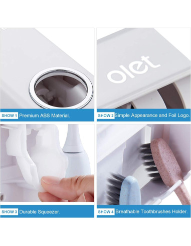 Dispensador de Pasta de Dientes Houvillage Blanco con 5 Soportes