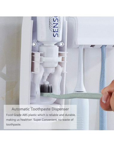 Dispensador de Pasta de Dientes Houvillage Blanco con 5 Soportes