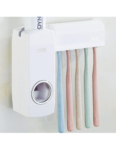 Dispensador de Pasta de Dientes Houvillage Blanco con 5 Soportes